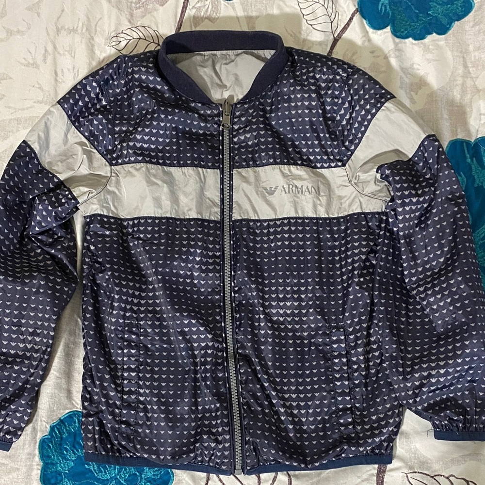 Giorgio Armani Reversible Navy and Cream Patterned Jacket